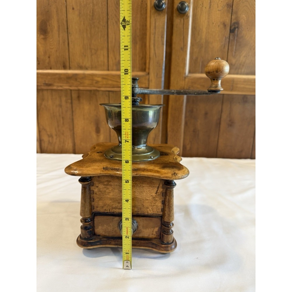 VTG Wood Dovetail Corners Coffee Grinder Hand Crank Mill Farmhouse Kitchen Decor - Picture 11 of 13